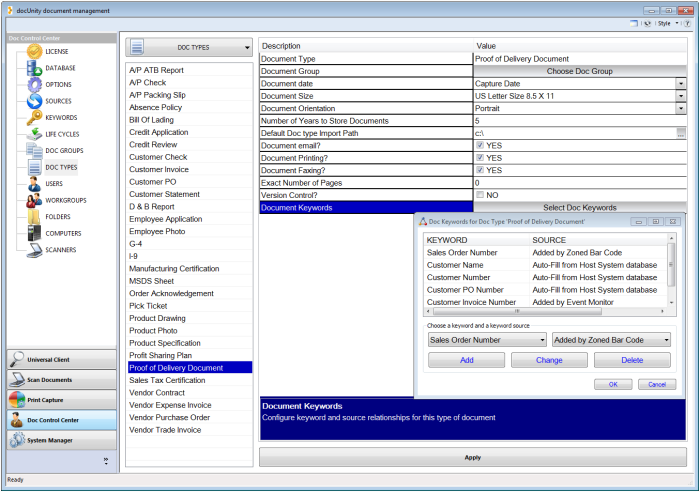 Document Control Center Screenshot