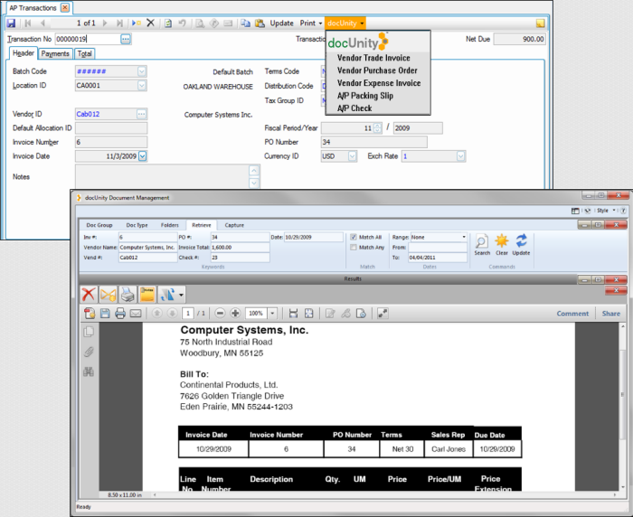 Document Integration Screenshot
